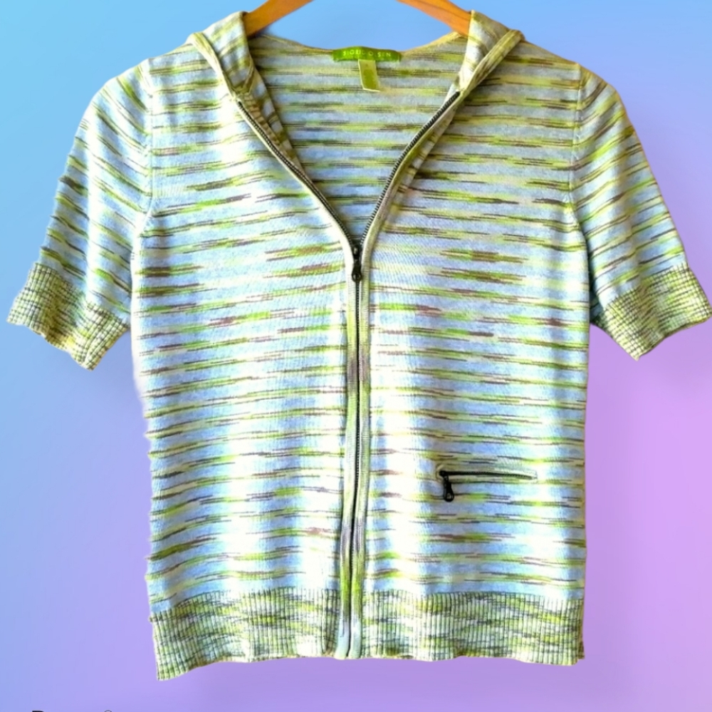 💚 90's Lime Zippered Sweater Short Sleeve 💚✌